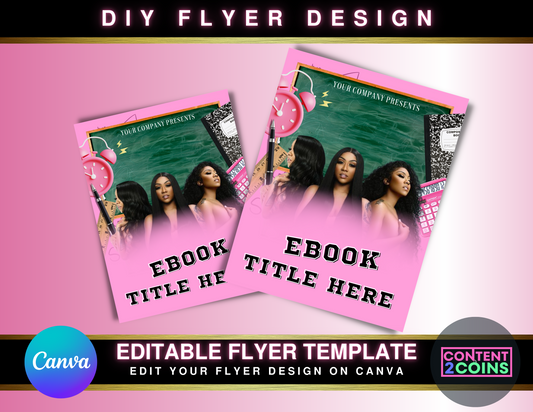 DIY School Theme Ebook Template, Content for Instagram, School Theme Ebook Flyer, Instagram Flyer, Social Media Branding, Canva Template