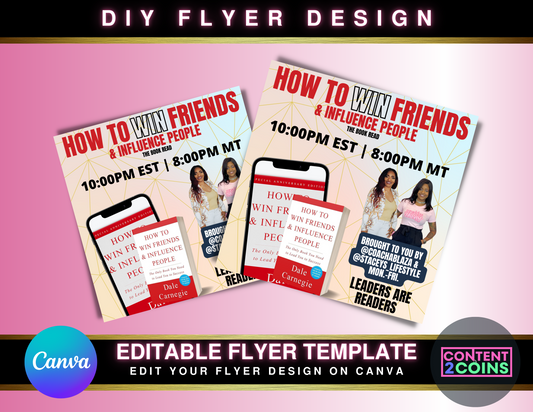 DIY Collab Book Read Template, Content for Instagram, Collab Book Read Flyer, Flyer, Instagram Flyer, Social Media Branding, Canva Template